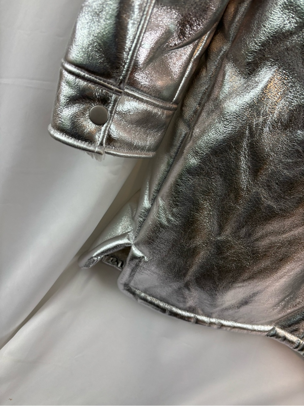 EUC Anthropologie Avec Les Filles szL Metallic Silver Sherpa lined long Coat… - Picture 8 of 9